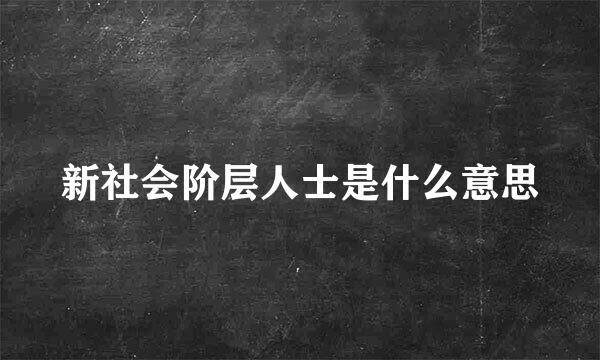 新社会阶层人士是什么意思