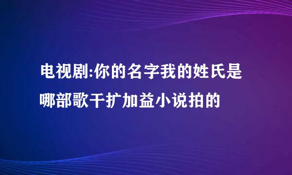 电视剧:你的名字我的姓氏是哪部歌干扩加益小说拍的