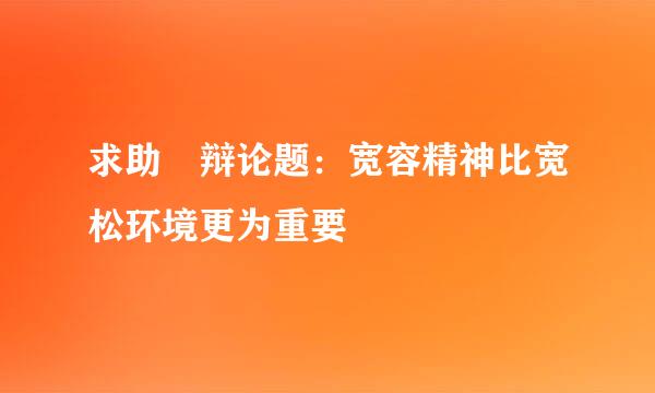 求助 辩论题：宽容精神比宽松环境更为重要