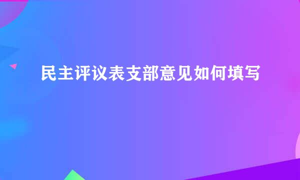 民主评议表支部意见如何填写