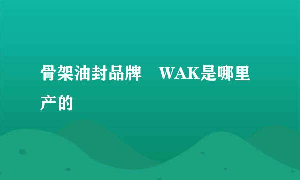 骨架油封品牌 WAK是哪里产的