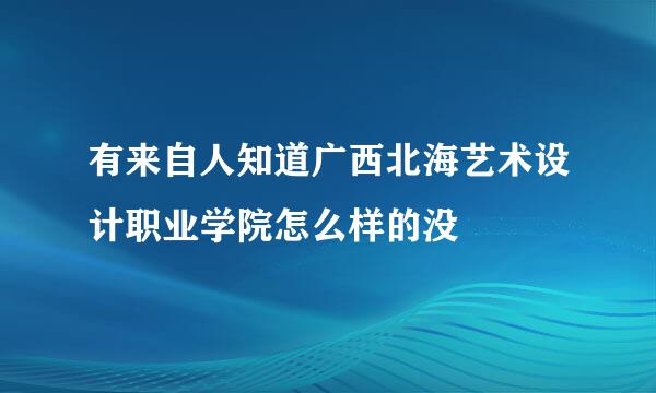 有来自人知道广西北海艺术设计职业学院怎么样的没