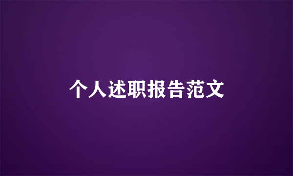 个人述职报告范文