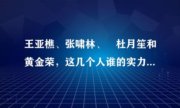 王亚樵、张啸林、 杜月笙和黄金荣，这几个人谁的实力较雄厚？