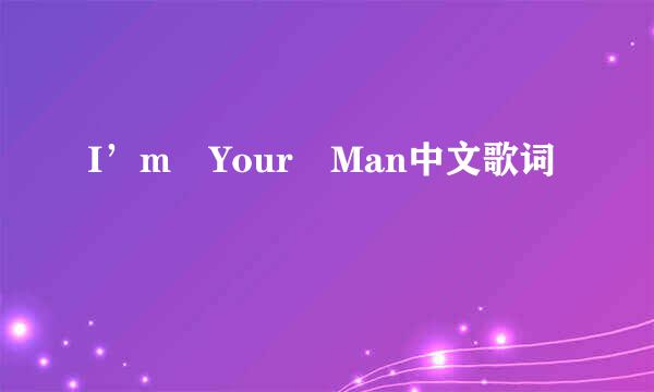 I’m Your Man中文歌词