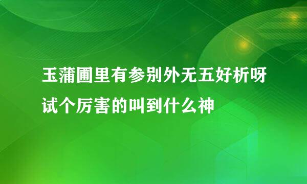 玉蒲圃里有参别外无五好析呀试个厉害的叫到什么神