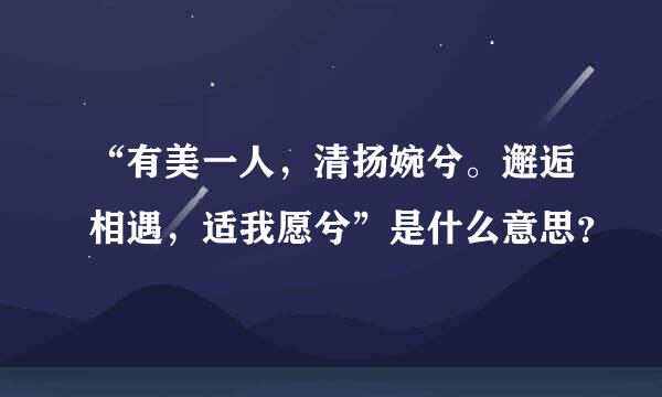 “有美一人，清扬婉兮。邂逅相遇，适我愿兮”是什么意思？