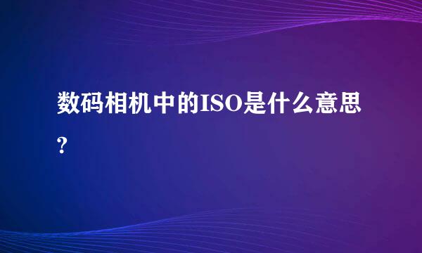 数码相机中的ISO是什么意思?