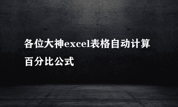 各位大神excel表格自动计算百分比公式