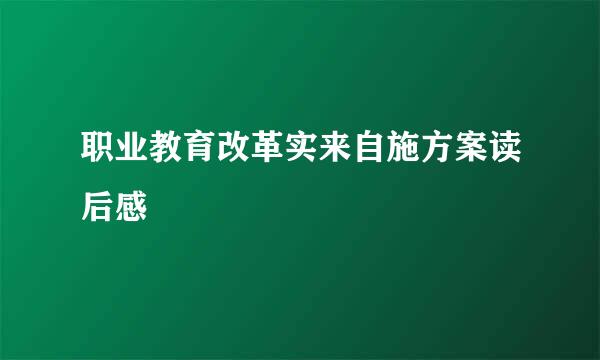 职业教育改革实来自施方案读后感