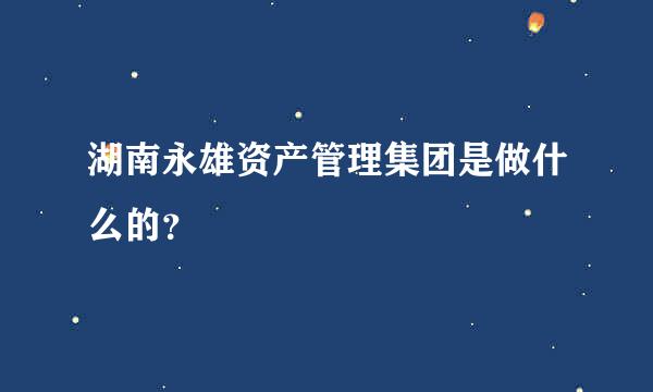 湖南永雄资产管理集团是做什么的？