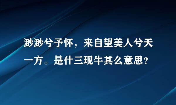 渺渺兮予怀，来自望美人兮天一方。是什三现牛其么意思？