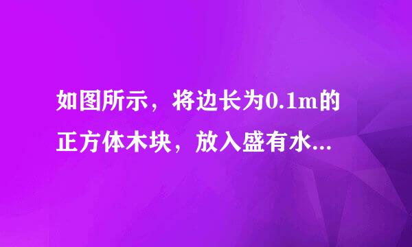 如图所示，将边长为0.1m的正方体木块，放入盛有水的水槽中．待木块来自静止时，其下表面距水面0.06m，已知ρ