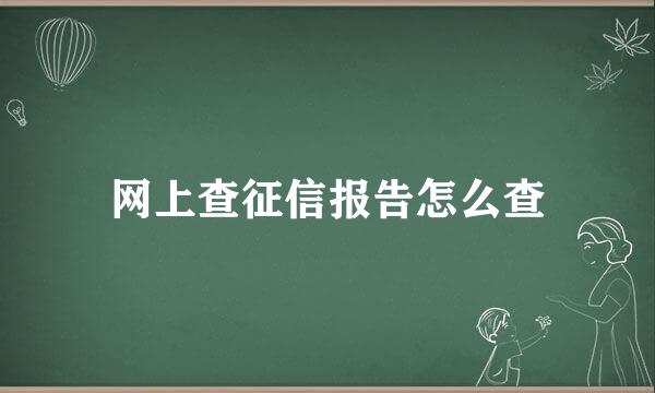 网上查征信报告怎么查