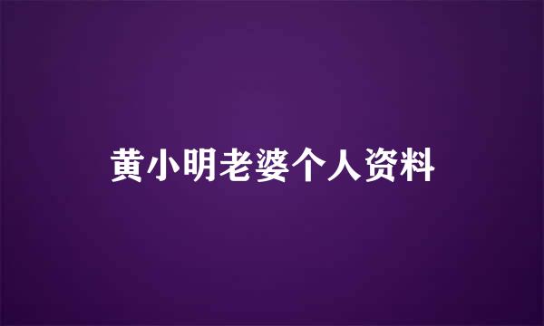 黄小明老婆个人资料