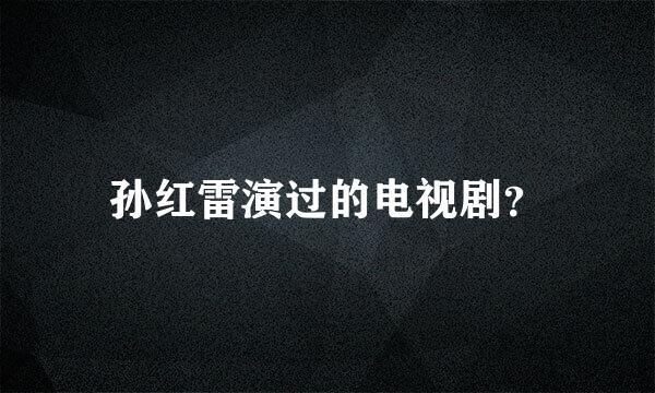 孙红雷演过的电视剧？