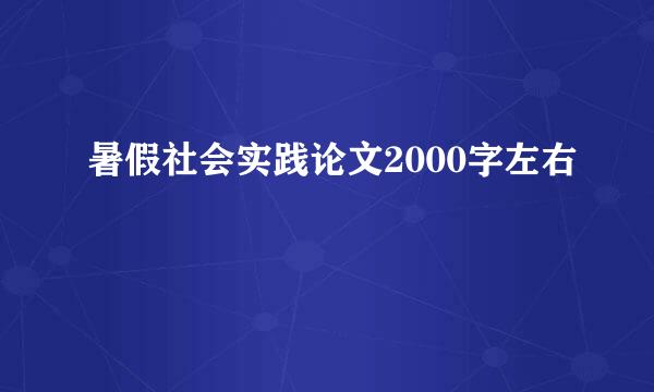 暑假社会实践论文2000字左右