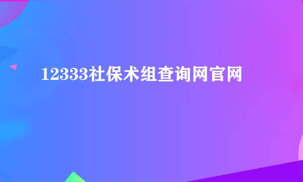 12333社保术组查询网官网