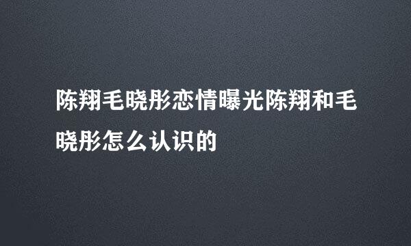 陈翔毛晓彤恋情曝光陈翔和毛晓彤怎么认识的