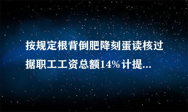 按规定根背倒肥降刻蛋读核过据职工工资总额14%计提职工福利费？工资总额为14000元，求分录？