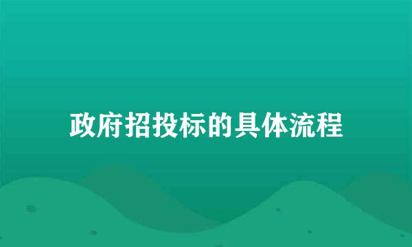 政府招投标的具体流程