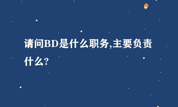 请问BD是什么职务,主要负责什么?