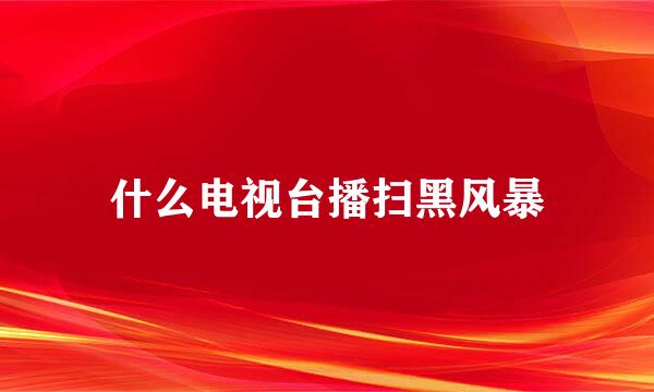 什么电视台播扫黑风暴