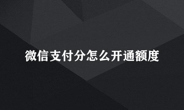 微信支付分怎么开通额度