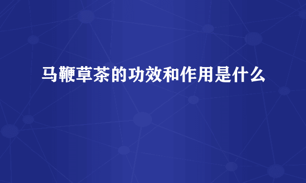 马鞭草茶的功效和作用是什么