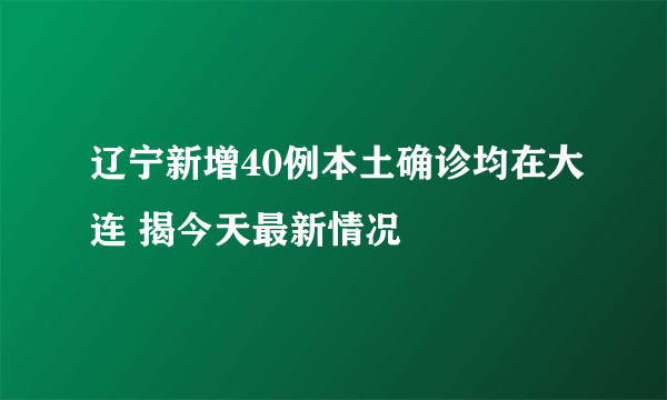 辽宁新增40例本土确诊均在大连 揭今天最新情况