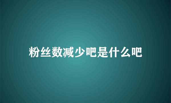 粉丝数减少吧是什么吧