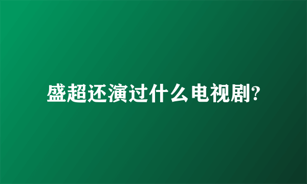 盛超还演过什么电视剧?