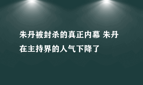 朱丹被封杀的真正内幕 朱丹在主持界的人气下降了