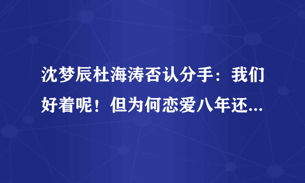 沈梦辰杜海涛否认分手：我们好着呢！但为何恋爱八年还不结婚？