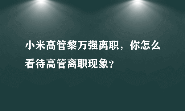 小米高管黎万强离职，你怎么看待高管离职现象？