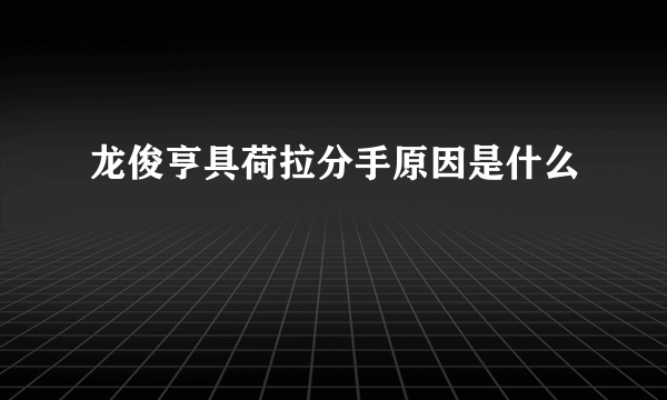 龙俊亨具荷拉分手原因是什么