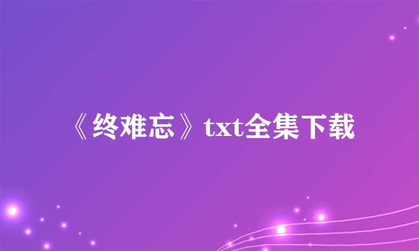 《终难忘》txt全集下载