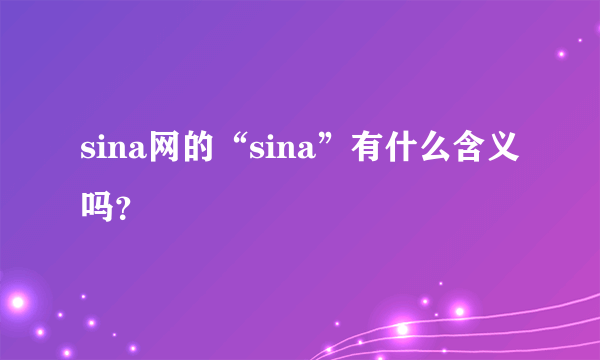 sina网的“sina”有什么含义吗？