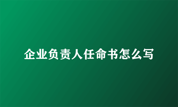 企业负责人任命书怎么写