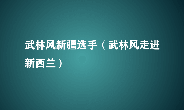 武林风新疆选手（武林风走进新西兰）