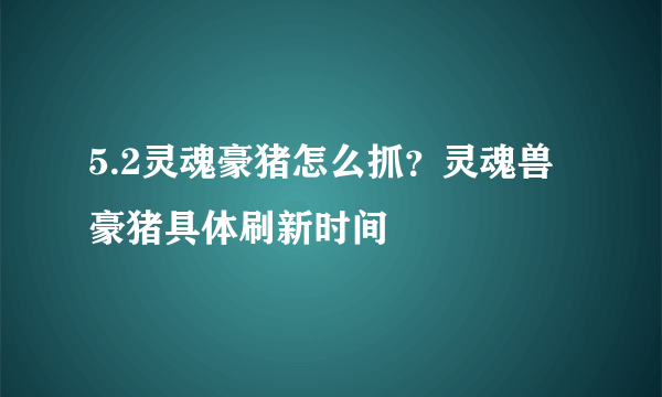 5.2灵魂豪猪怎么抓？灵魂兽豪猪具体刷新时间