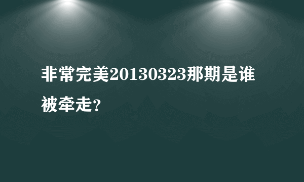 非常完美20130323那期是谁被牵走？