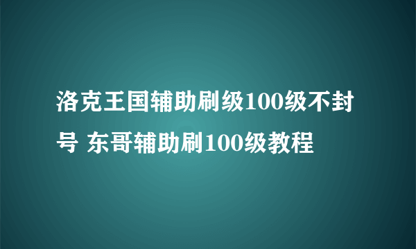 洛克王国辅助刷级100级不封号 东哥辅助刷100级教程