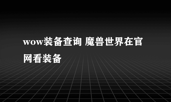 wow装备查询 魔兽世界在官网看装备