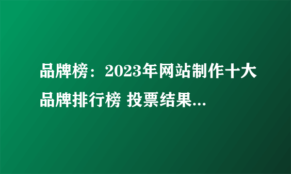 品牌榜：2023年网站制作十大品牌排行榜 投票结果公布【新】