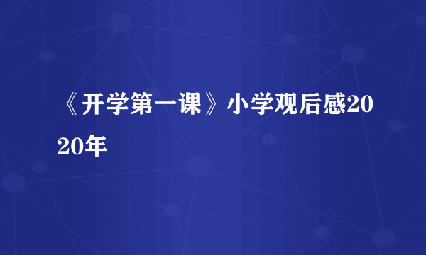 《开学第一课》小学观后感2020年