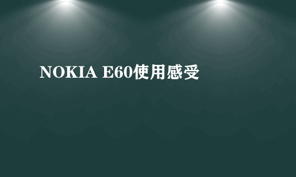 NOKIA E60使用感受