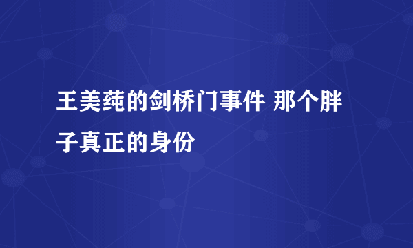 王美莼的剑桥门事件 那个胖子真正的身份