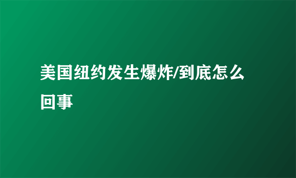 美国纽约发生爆炸/到底怎么回事