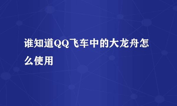 谁知道QQ飞车中的大龙舟怎么使用